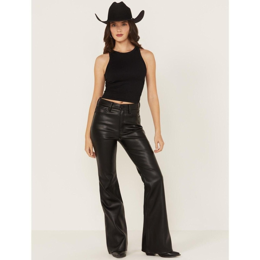 Good American NWT Good Legs High Rise Faux Leather Flare Pants - Size 28‎